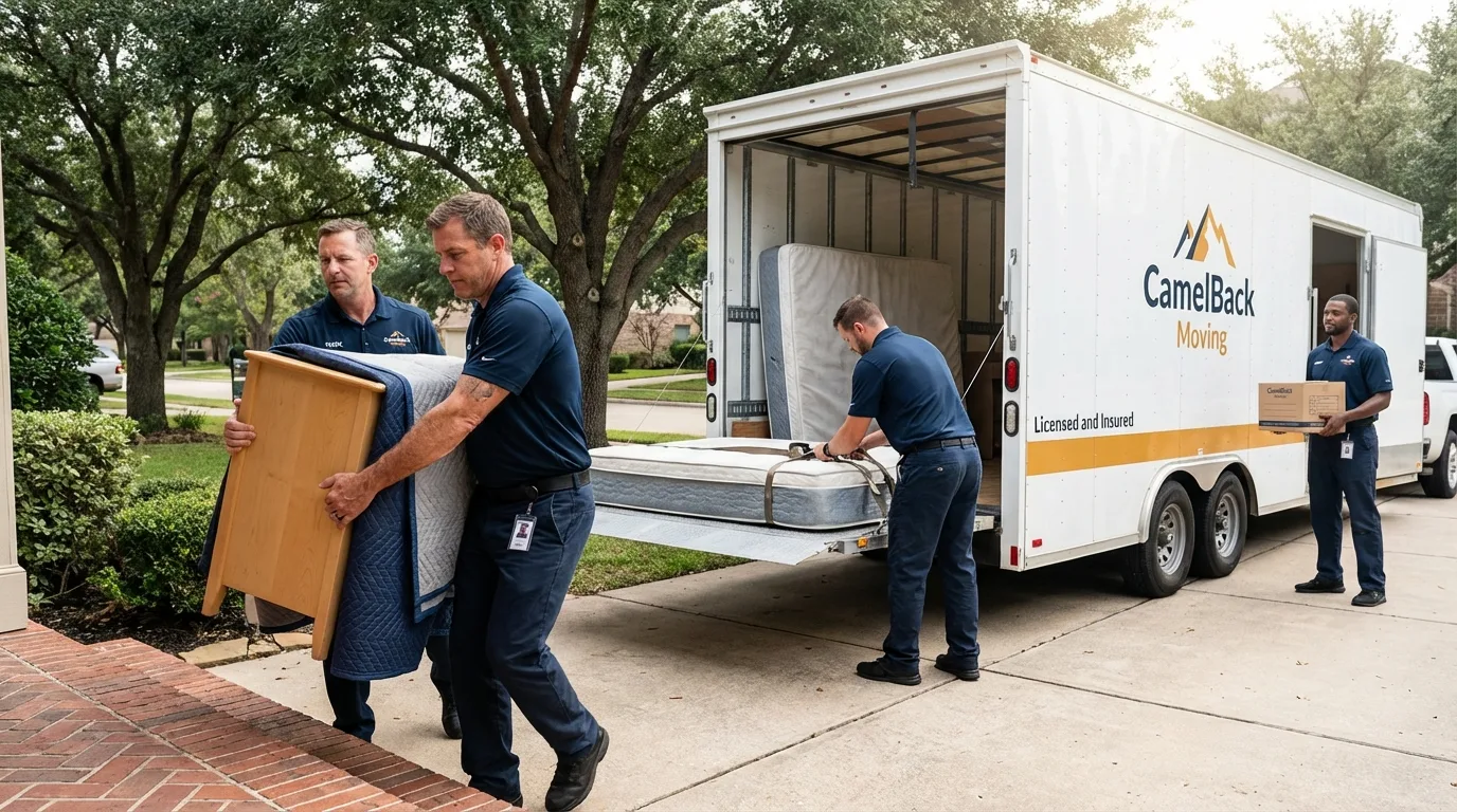 Crew loading residential truck for cross-state move from Huntington, WV