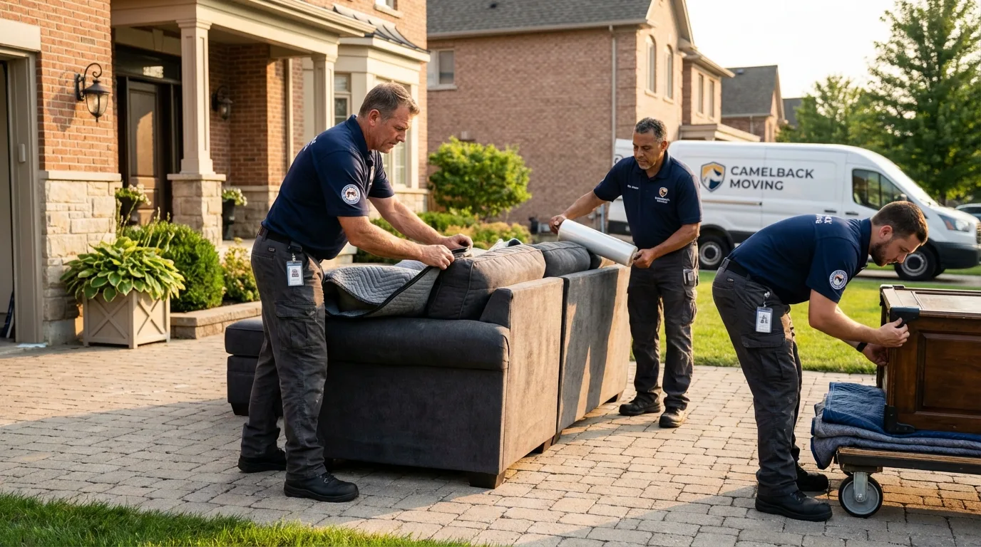 Large estate moving crew wrapping furniture in Huntington, WV